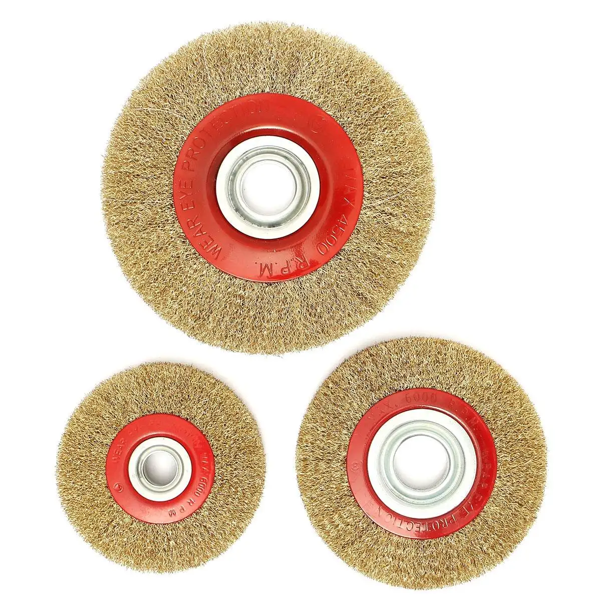 

5/6/8 Inch Steel Flat Wire Wheel Brush 1PCS with 10pcs Adaptor Rings for Bench Grinder Polish Metal Polishing Grinding