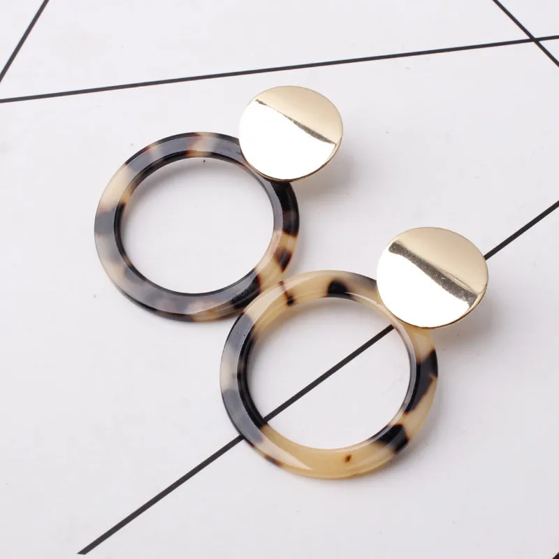 

Fashion Women Geometric Circular Hollow Resin Earrings Party Jewelry Gifts