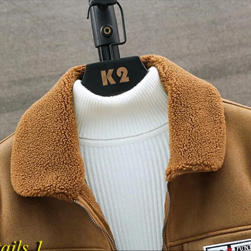 

2021 new Men wear thick warm winter retro suede lambs wool motorcycle jacket belt leisure loose man-made leather jackets S-3XL