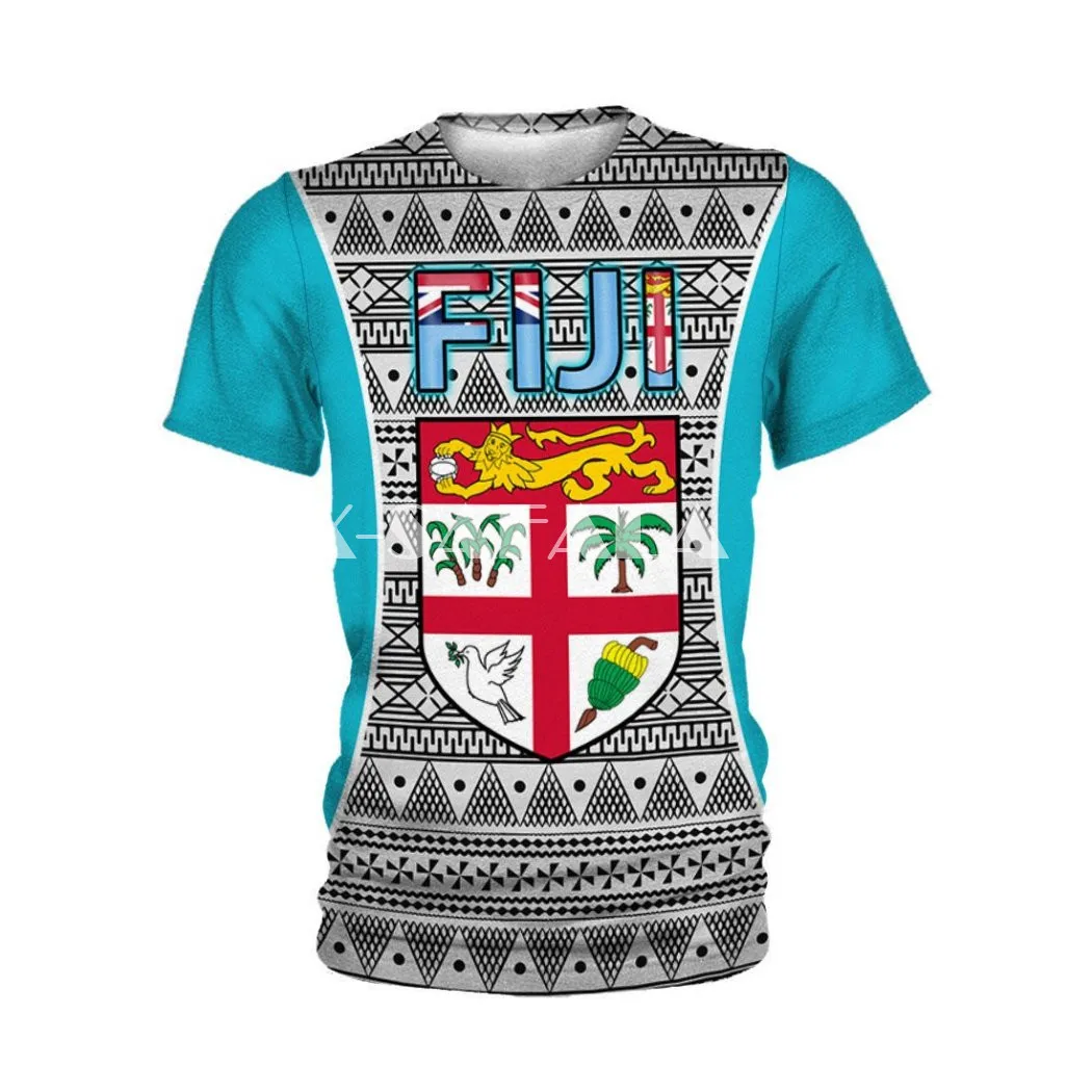 

Модная летняя футболка унисекс для мужчин и женщин, футболки с 3D-принтом в Фиджи, остров Тапа, полинезийский, футболки унисекс в стиле Харадз...