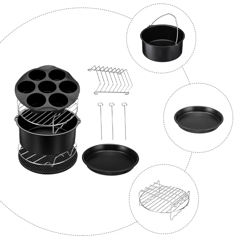 

1 Set of Air Fryer Accessories Barbecue Party Cooking Set Kitchen Set (Black)