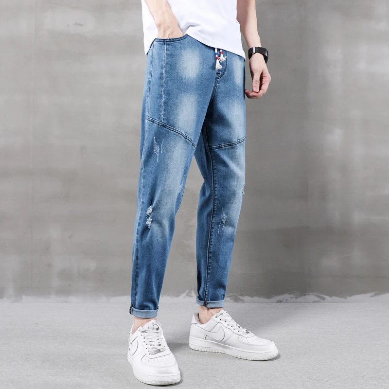 WWKK 2020 джинсы большого размера Серые Синие мужские шаровары плюс Осенние