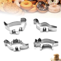 4pcsset stainless steel dinosaur biscuit cookie mold 3d cookie cutter christmas easter diy baking decor pastry modelling tools