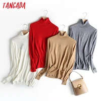 tangada women high quality elegant thin sweater vintage jumper lady spring fashion knitted tops 6d32