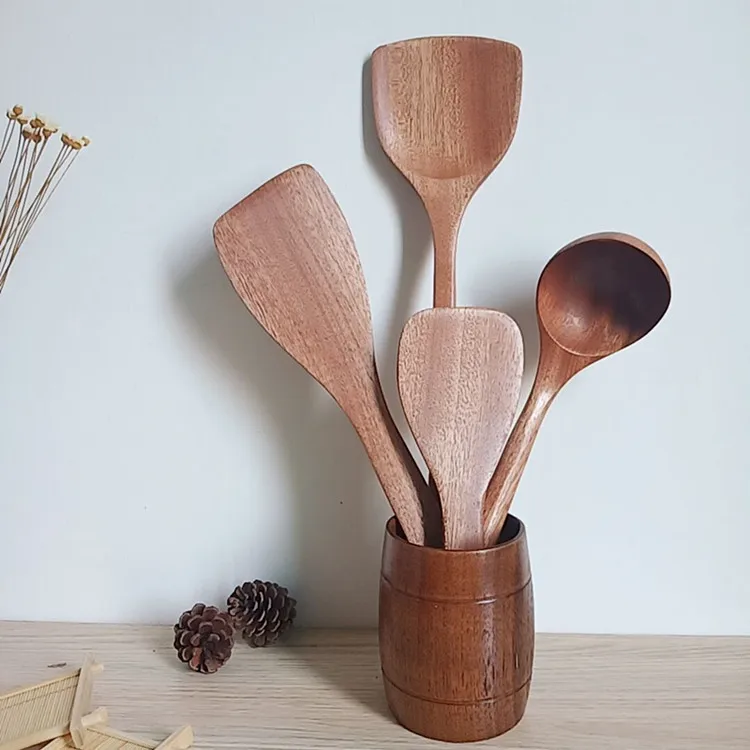 Лопатка черная ложка деревянная лопата для супа длинная ручка лопатка