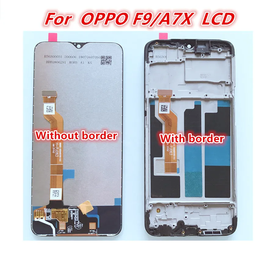ЖК-дисплей для OPPO F9 A7X CPH1823 CPH1881 CPH1825 PBBM00 PBBT00, ЖК-дисплей + сенсорная панель, экран с дигитайзером, стеклянная панель в сборе