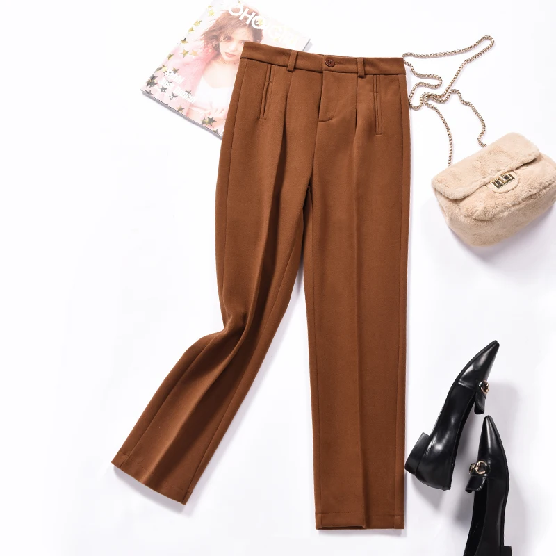 Женские штаны шаровары 2019 зимние плотные с высокой талией повседневные женские