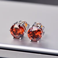 yellow red aaa zircon stud earrings for women fashion luxury gold earrings for ladies silver color jewelry accessories wholesale