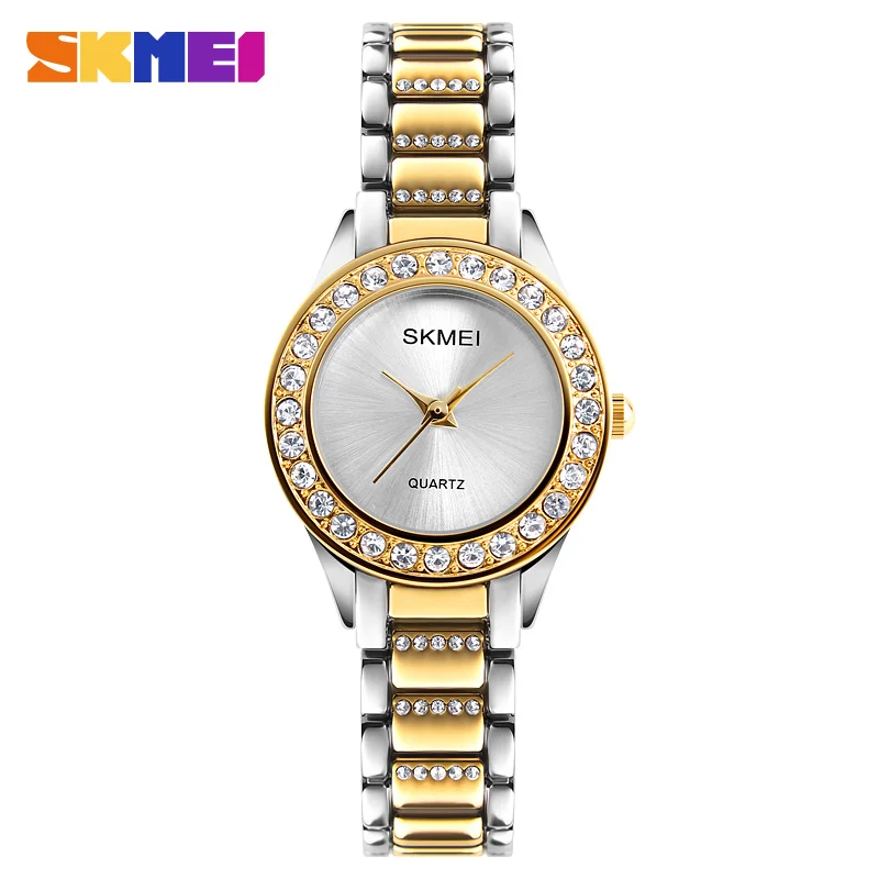 

SKMEI 2020 Women's Watches Quartz Water Resistant 26mm Fashion Stainless Steel Business Diamond Ladies Watch relogios feminino