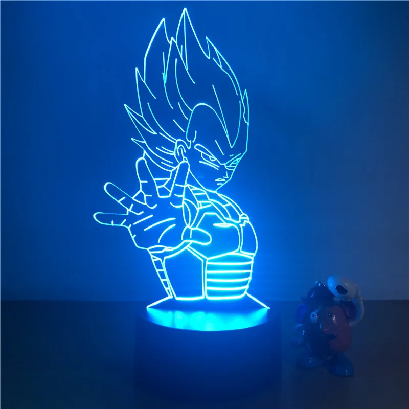 3D светодиодный Светильник-ночник Dragon Ball Z Goku Super Saiyan, 7 цветов, сенсорный декоративный светильник, Оптическая иллюзия