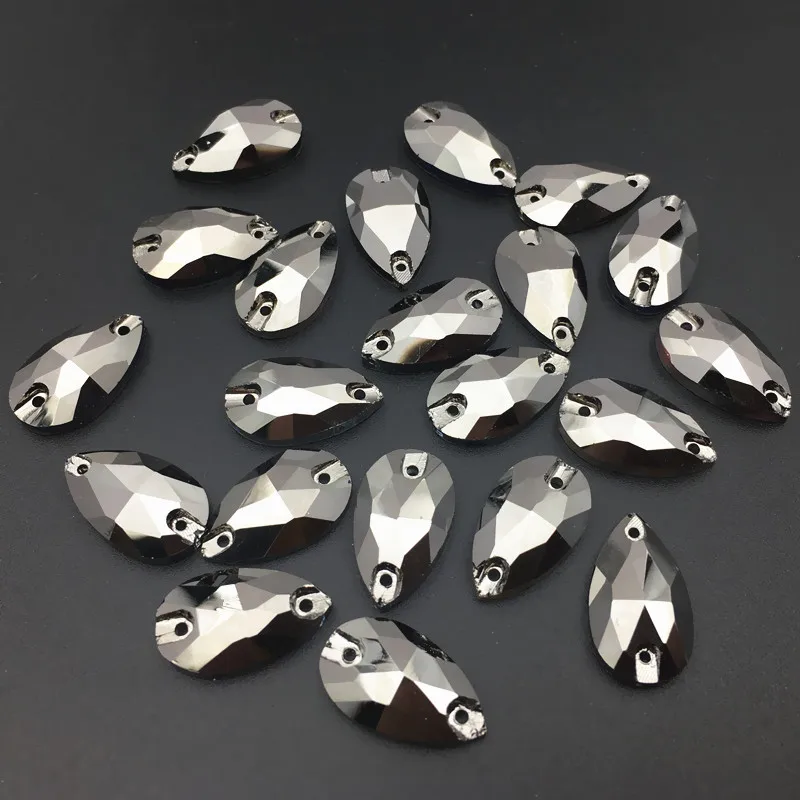 

11x18mm Pear Jet Hematite Glass Strass Sew On Rhinestones 28pcs Sewing Rhinestones White Sew-on Rhinestones Wedding Dress