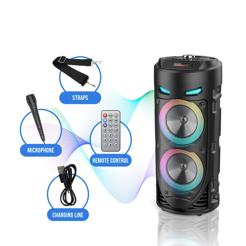 wireless outdoor bluetooth audio multifunctional portable 3d stereo subwoofer cylindrical square dance music player ktv u disk free global shipping