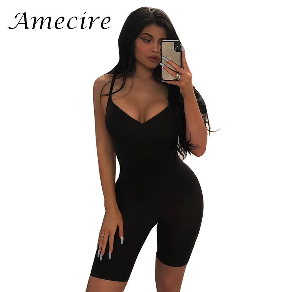 

Женский Повседневный Комбинезон Amecire, короткий спортивный костюм в рубчик без рукавов для дома, уличная одежда