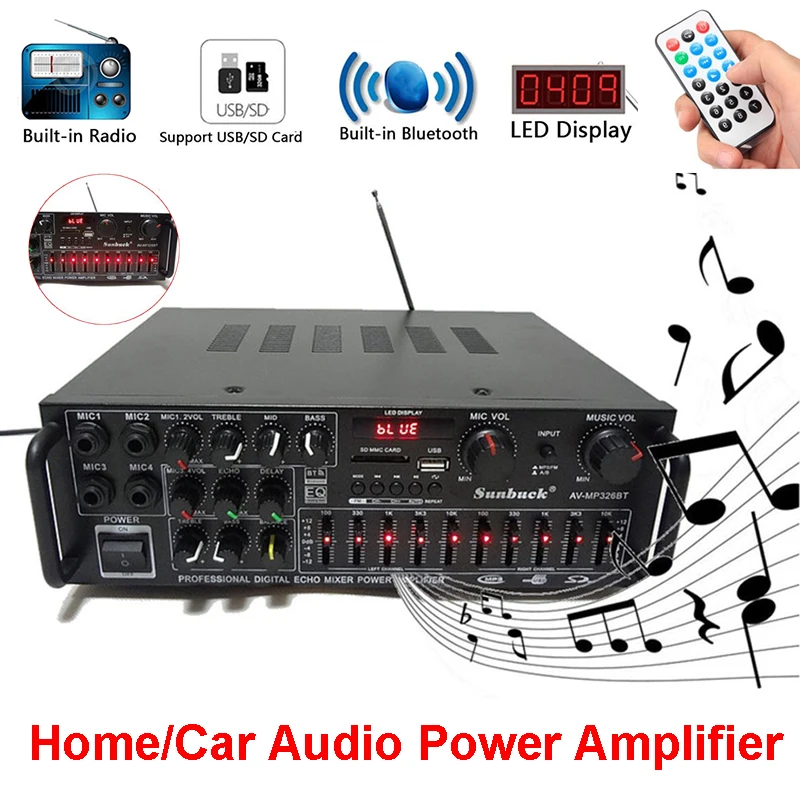 Bluetooth 2 0 канал 2000 Вт аудио Мощность Hi Fi усилитель 220 240V AV Динамик дистанционного