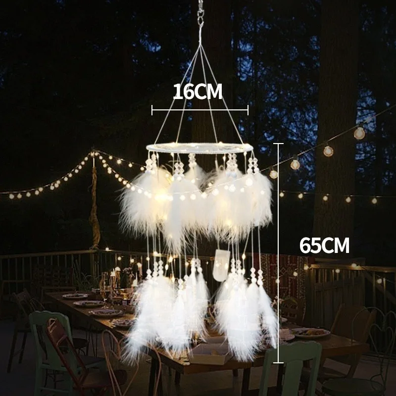 

Dream Catcher White Neutral Girl's Heart Dream Catcher Natural Feather Pendant Wind Chime Pendant Valentine's Day Birthday Gifts