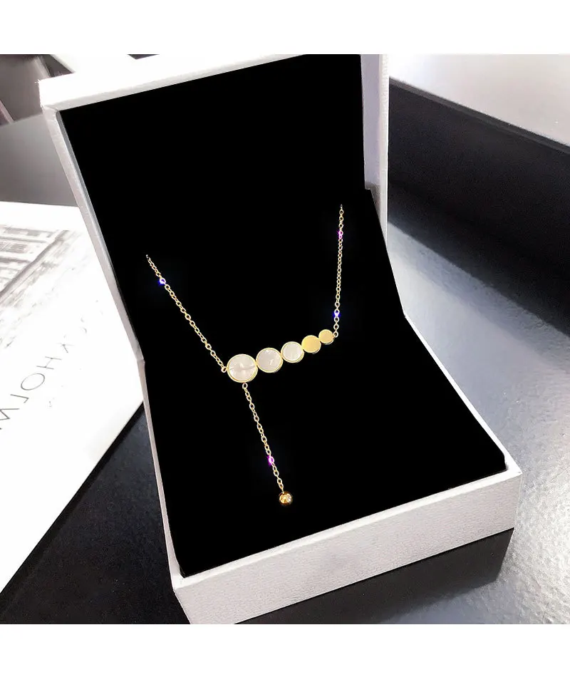

QIMING Stainless Steel Shell Round Pendant Necklace For Women Clavicle Chain Korean Simple Jewelry Accessories Gift
