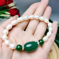 natural pearl and green stone bracelet green and white elegant bracelet retro%c2%a0classics ornaments for women free shipping