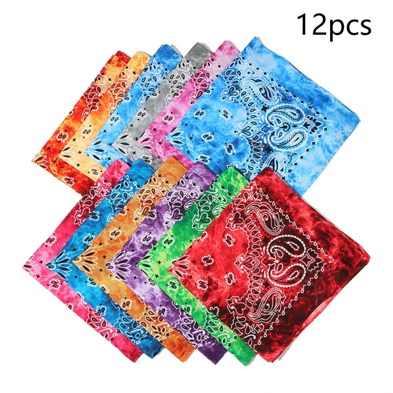 

12 шт хлопок бандана квадратный шарф бандана для хип-хопа шарфы с цветочным принтом шейный платок повязка для волос для женщин девушек