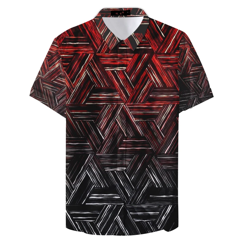 2021 летние Для мужчин шелковая ткань в рубчик Стиль: принт с геометрическим узором