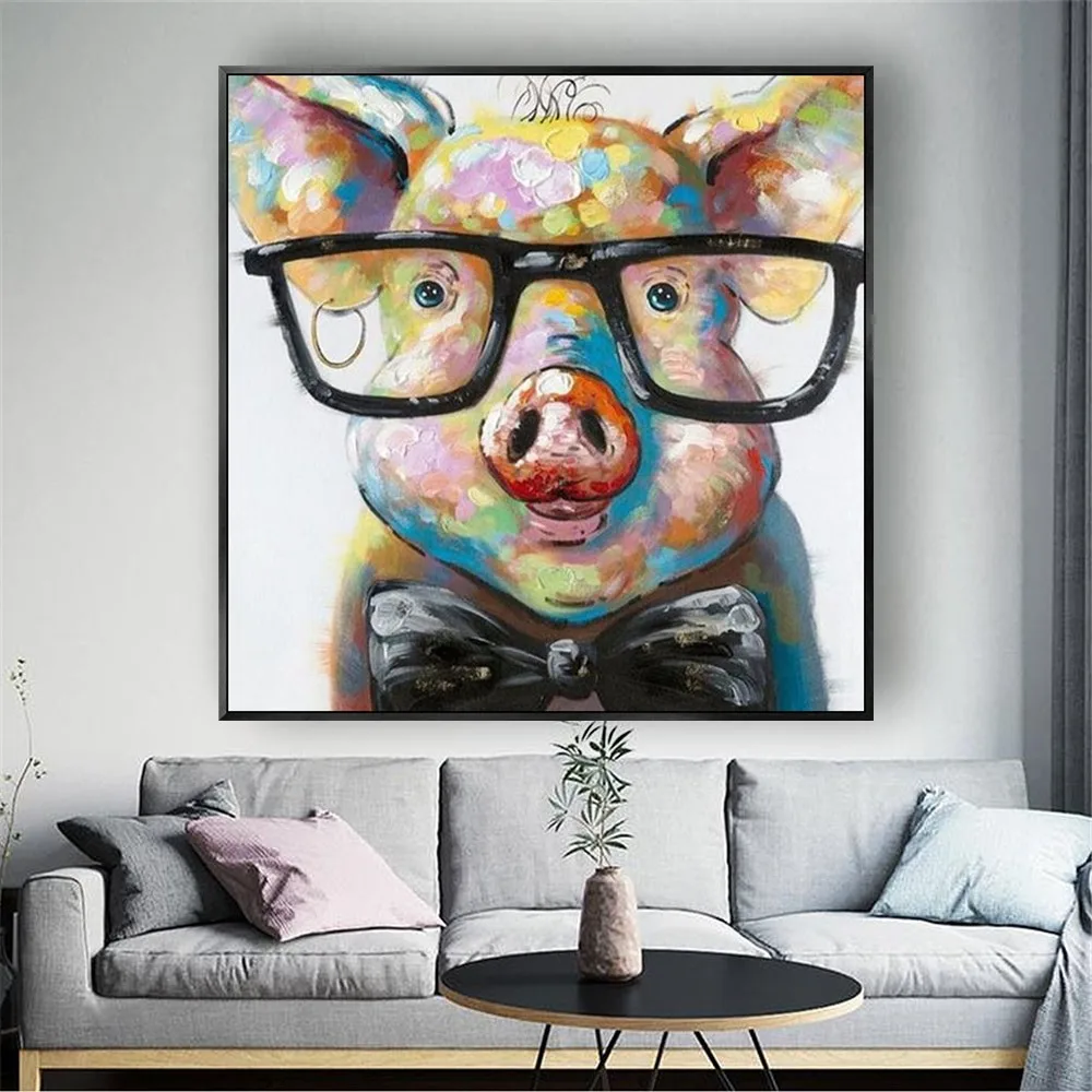 

100% Handpainted Abstract Carton Dogs Animal Oil Painting On Canvas Cheap Modern Canvas Art Home Decor As Best Gift No Frame