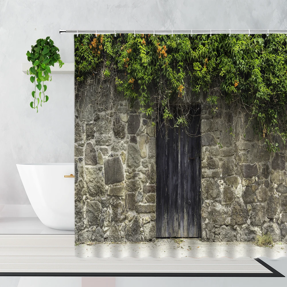 Занавеска для душа в стиле ретро декор ванной комнаты деревянная стена 3D-печать