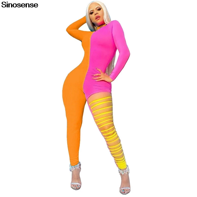 

Сексуальная Bodycon Фитнес Спортивный костюм женская обувь, пропускающая воздух; На молнии с длинными рукавами для женщин комбинезоны с эласти...