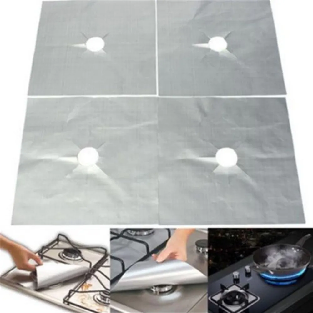 

4pcs 27x27cm Gas stove top surface protection mat Square high temperature oil proof antifouling cleaning pad Gas stove mat #W0