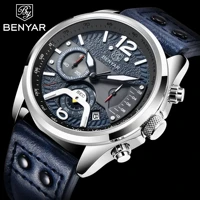 benyar 2021 new men watch top brand waterproof men quartz wristwatch military leather watch men sports chronograph reloj hombre