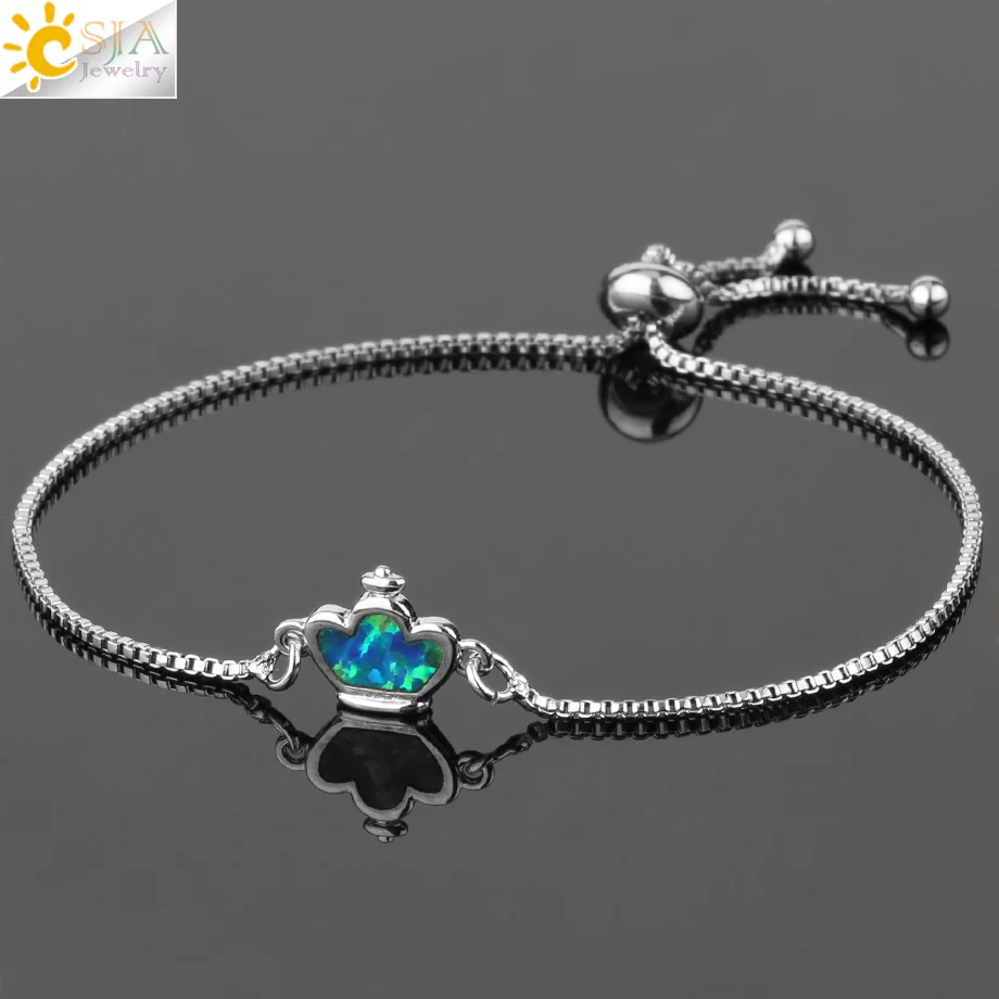 CSJA Голубой опал серебряный цвет очаровательный браслет для женщин Девушка