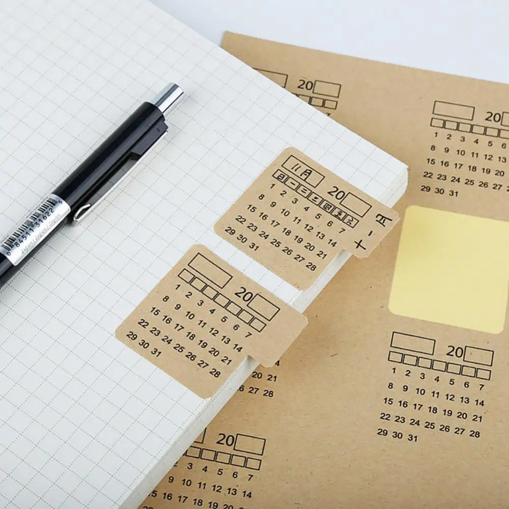 

2Pcs 2021 2022 Note Index Cards Kraft Paper Handwritten Calendar Notebook Index Label Stickers Index Writing Study Cards