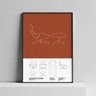Постер с изображением кресла ЭМС, Постер среднего века, Художественная печать-минимальный дизайн-Чарльз и Рэй Эймс, Картина на холсте, домашний декор