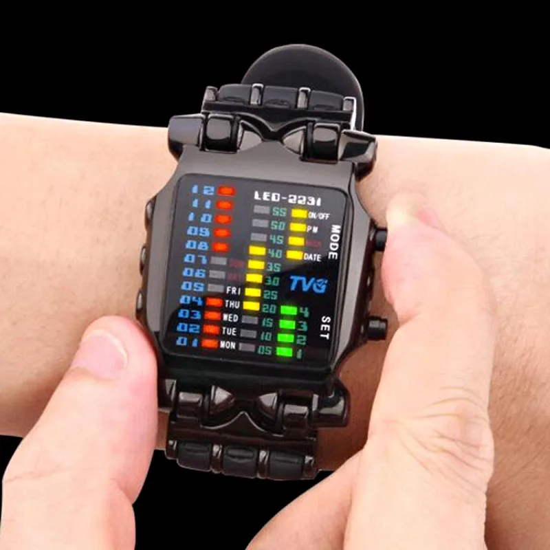 TVG Fashion Square Watches Men LED Digital Watches Fashion Sport Resin Strap Electronic Wristwatches Men Reloj Hombre