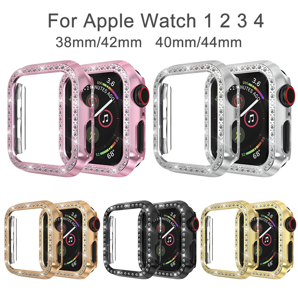 Чехол-бампер для часов с полным покрытием Apple Watch Series 4 3 2 1 блестящая рамка