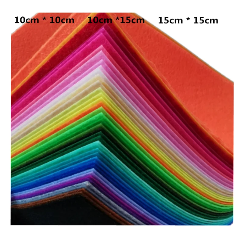 

40Sheets 10*10/10*15/15*15cm Nonwoven Fabric Felt Cloth Needlework Sewing Patchwork Material DIY Craft Doll For Decoration 1mm