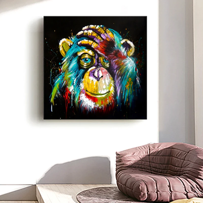 Акварельное мышление обезьяна Картина на холсте абстрактные животные поп арт