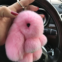 car keychain accessories lovers rabbit bags hangings female genuine imitate bunny fur hairball suit rabbit pendant bunny gifts