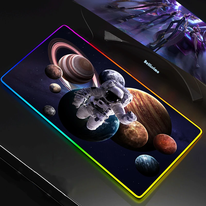 

Astronaut Mouse Pad Anime LED RGB Big XXL Gamer Anti-slip Rubber Pad Play Mats Gaming for RGB Keyboard Laptop Computer Desk Mat