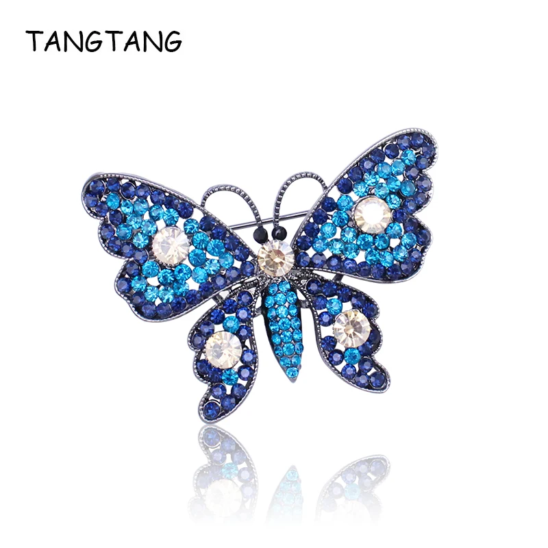 Винтажная брошь бабочка TANGTANG булавка стразы Кристалл антикварная милая форма