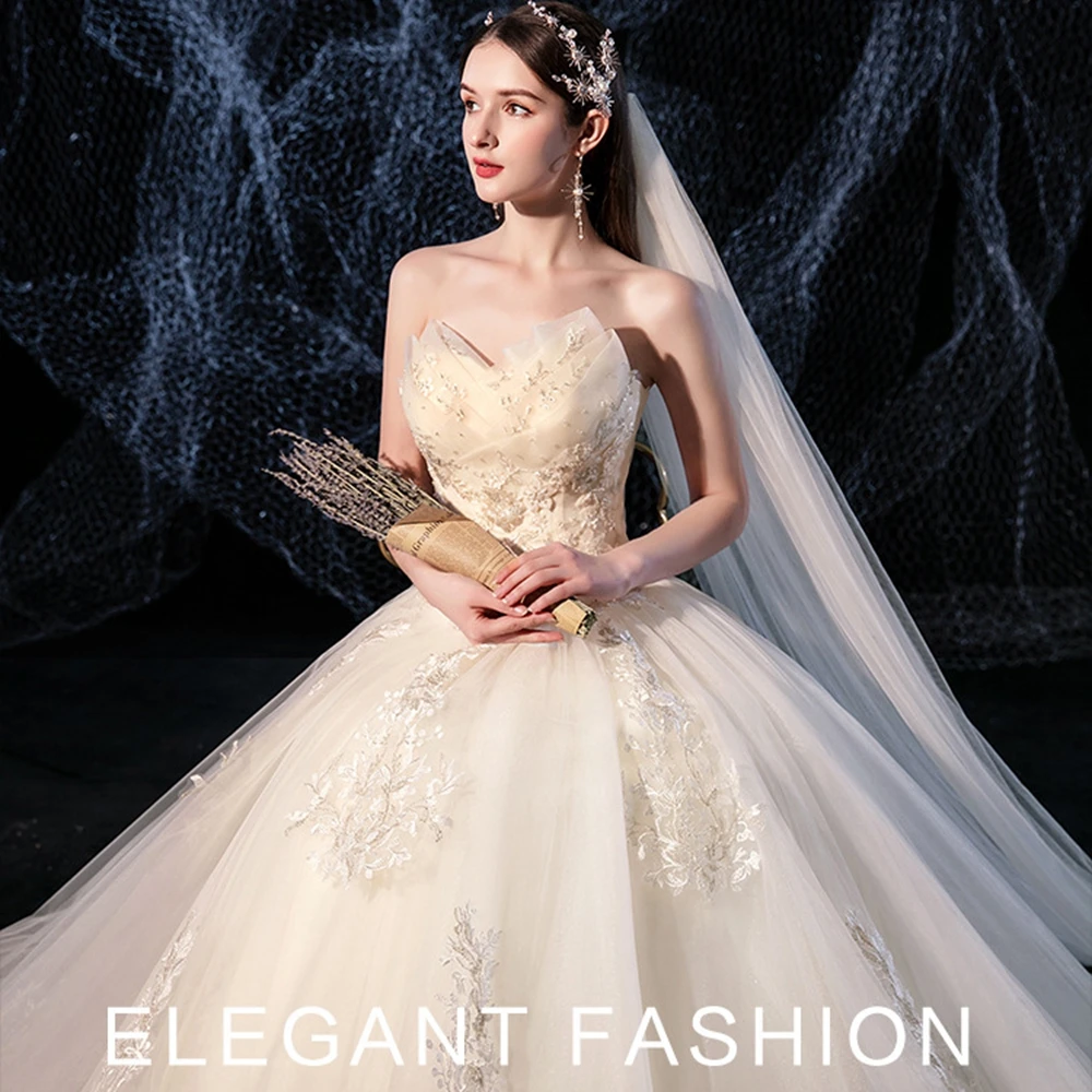 

Wedding Dresses Lace Up Floor-Length A-Line Appliques Ball Gown Wedding Dress