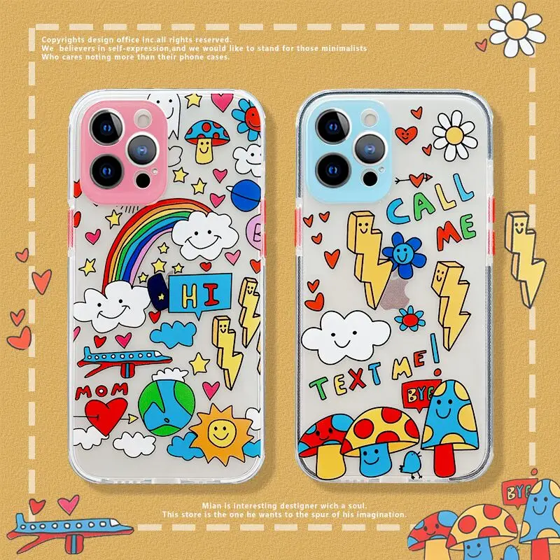 

Colorful Cartoon pattern case for iPhone 7 8PLUS 11 11Promax 12 12Promax XSMAX XR X XS transparent soft shell