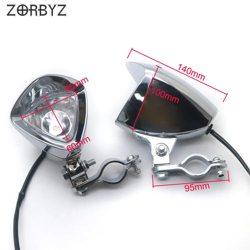ZORBYZ Motorcycle Chrome LED Passing Spot Fog Light With 25-35mm Roll Guard bar Tube Mount Bracket Clamp |