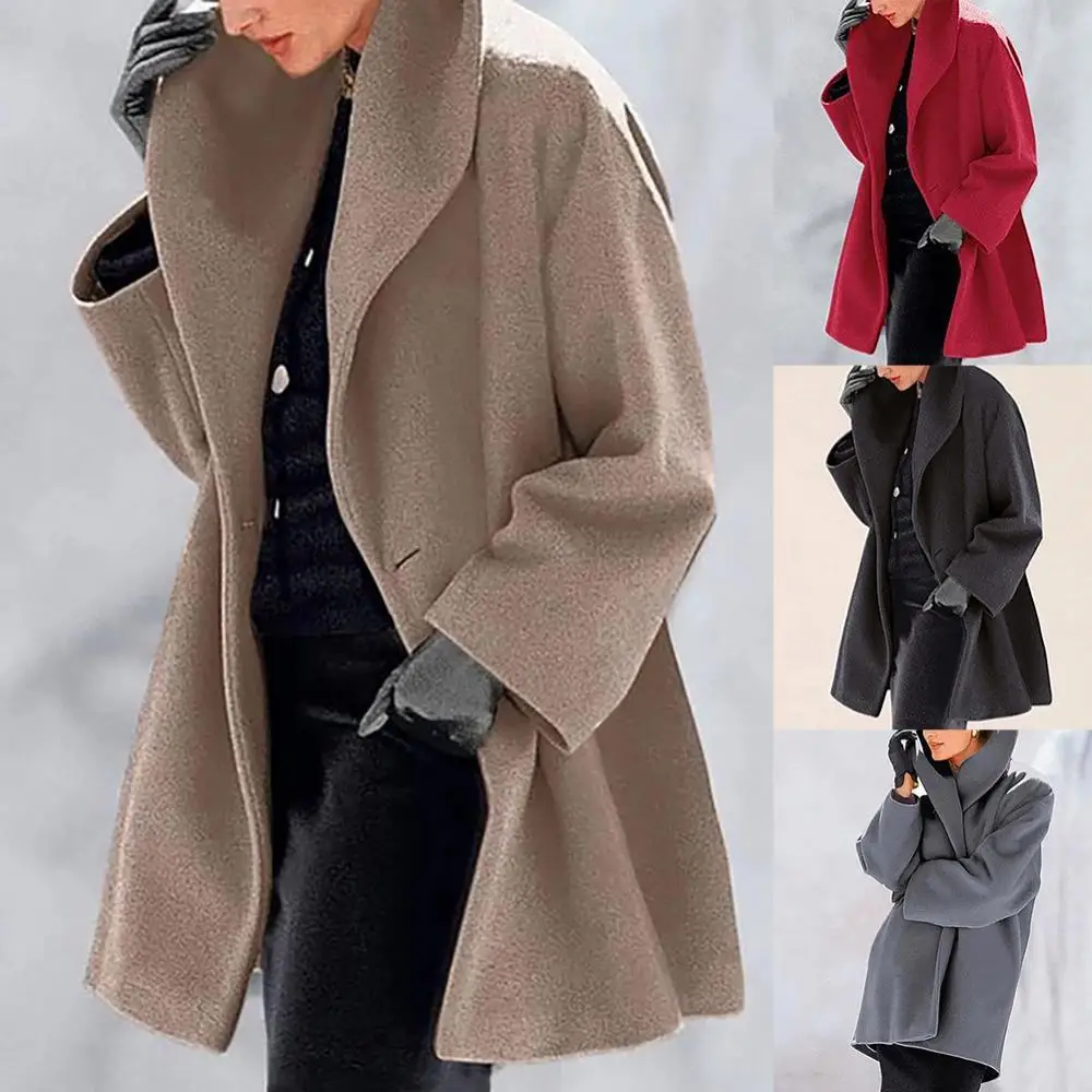 

Женская осенне-зимняя теплая куртка с капюшоном и воротником-шалью на пуговицах, длинное пальто, верхняя одежда