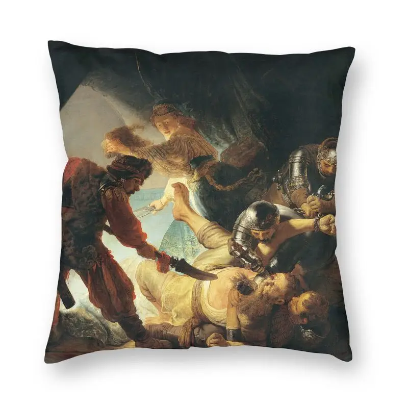 Rembrandt The Blinding Of Samson Cushion Cover Sofa Decoration Dutch Oil Painting Square Throw Pillow Case 40x40cm