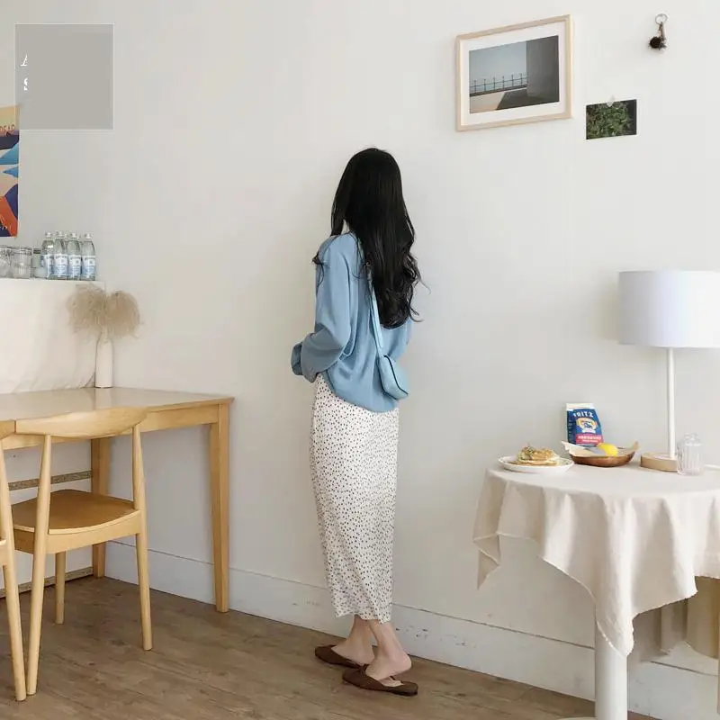 Женский костюм в горошек длинная юбка + Свободный Повседневный шерстяной свитер