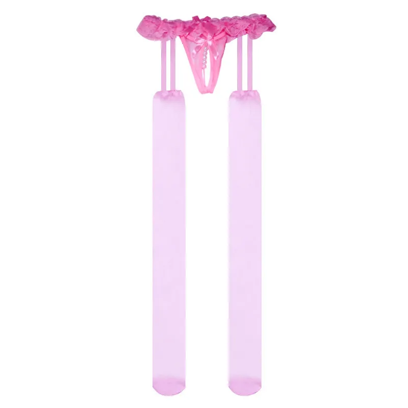 Женские пикантные прозрачные кружевные мягкие трусики с жемчугом и открытой