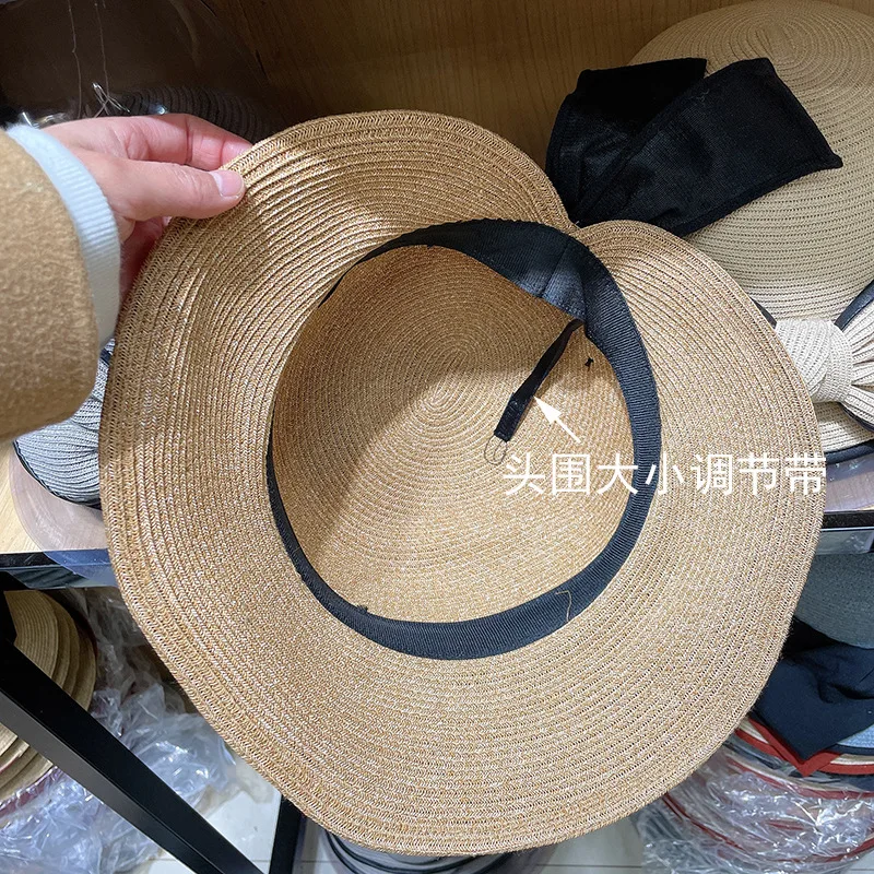 

202102-shi9264 new summer fold soft fine paper green ribbon bowknot lady sun cap women leisure hat