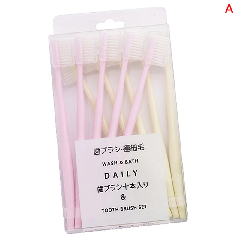 10Pcs/ Set Adults Children Eco Friendly Ultra Soft Oral Hygiene With Sheath Family Pack Toothbrush Solid Color | Красота и здоровье