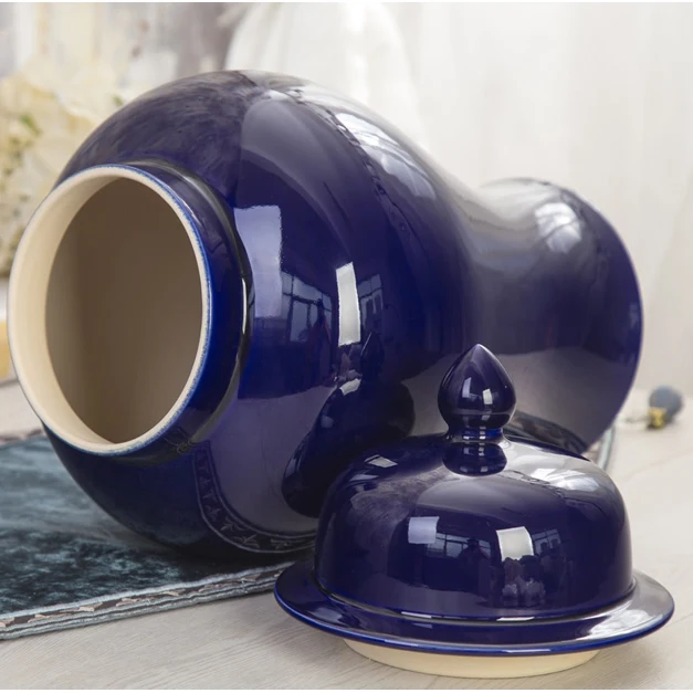 Большая напольная ваза 60 см Однотонные голубые азиатские банки для дужек