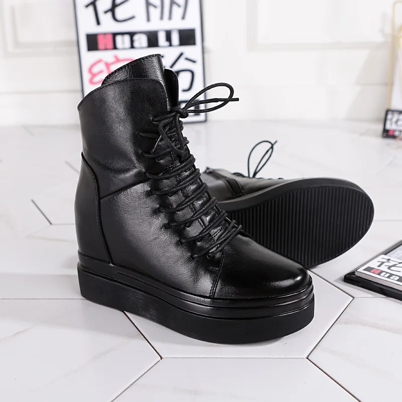 Ботильоны SWONCO женские из воловьей кожи повседневная обувь на платформе