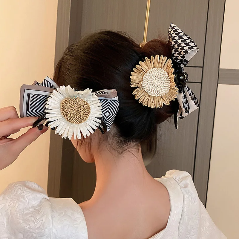 

2021 корейские новые женские акриловые заколки для волос с элегантными цветами, заколка-Пряжка, Шпилька для волос, головные уборы, аксессуары ...